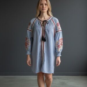 Signature Studios Long Sleeve Embroidered Top